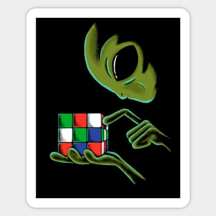 Alien with cube Sticker